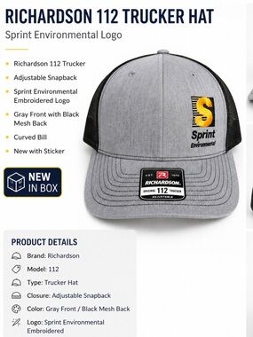 Richardson Sprint Environmental Gray and Black Trucker Hat